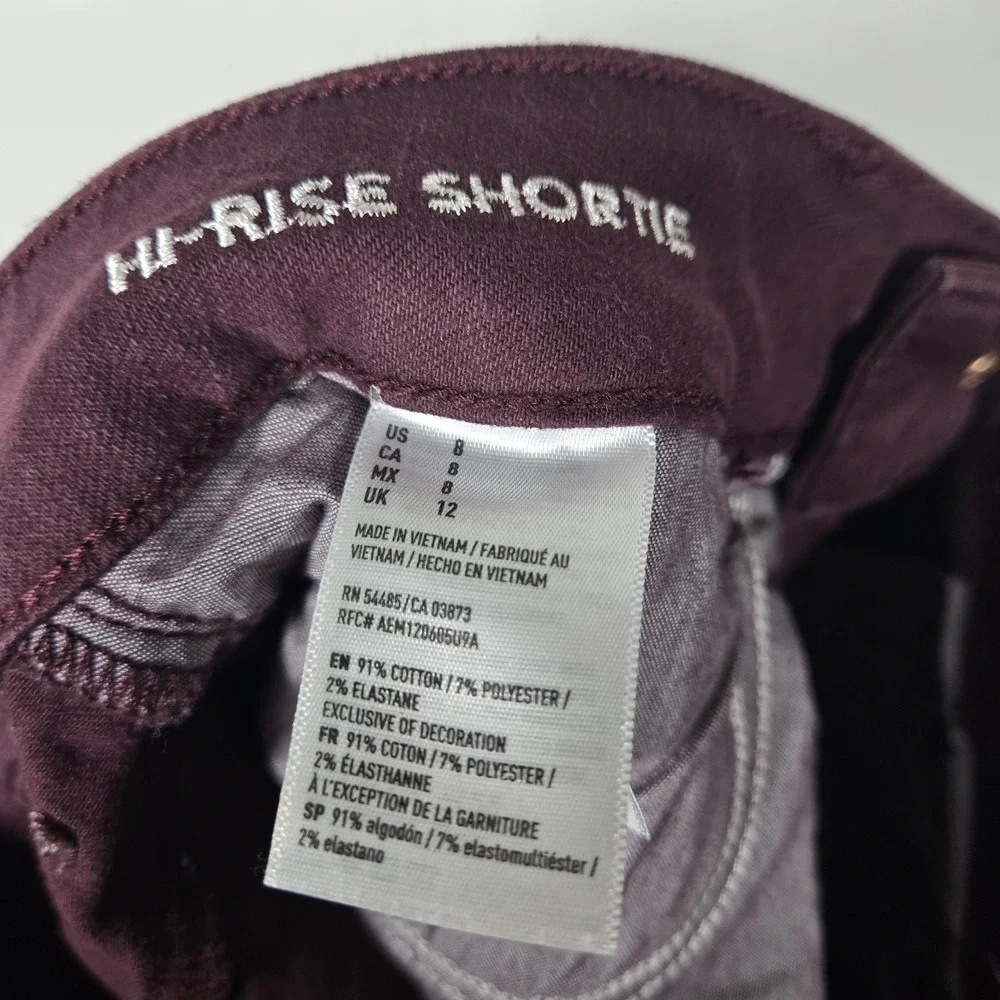 American Eagle Hi-Rise Shortie Women's Size 8 Maroon Denim Shorts Super Super...